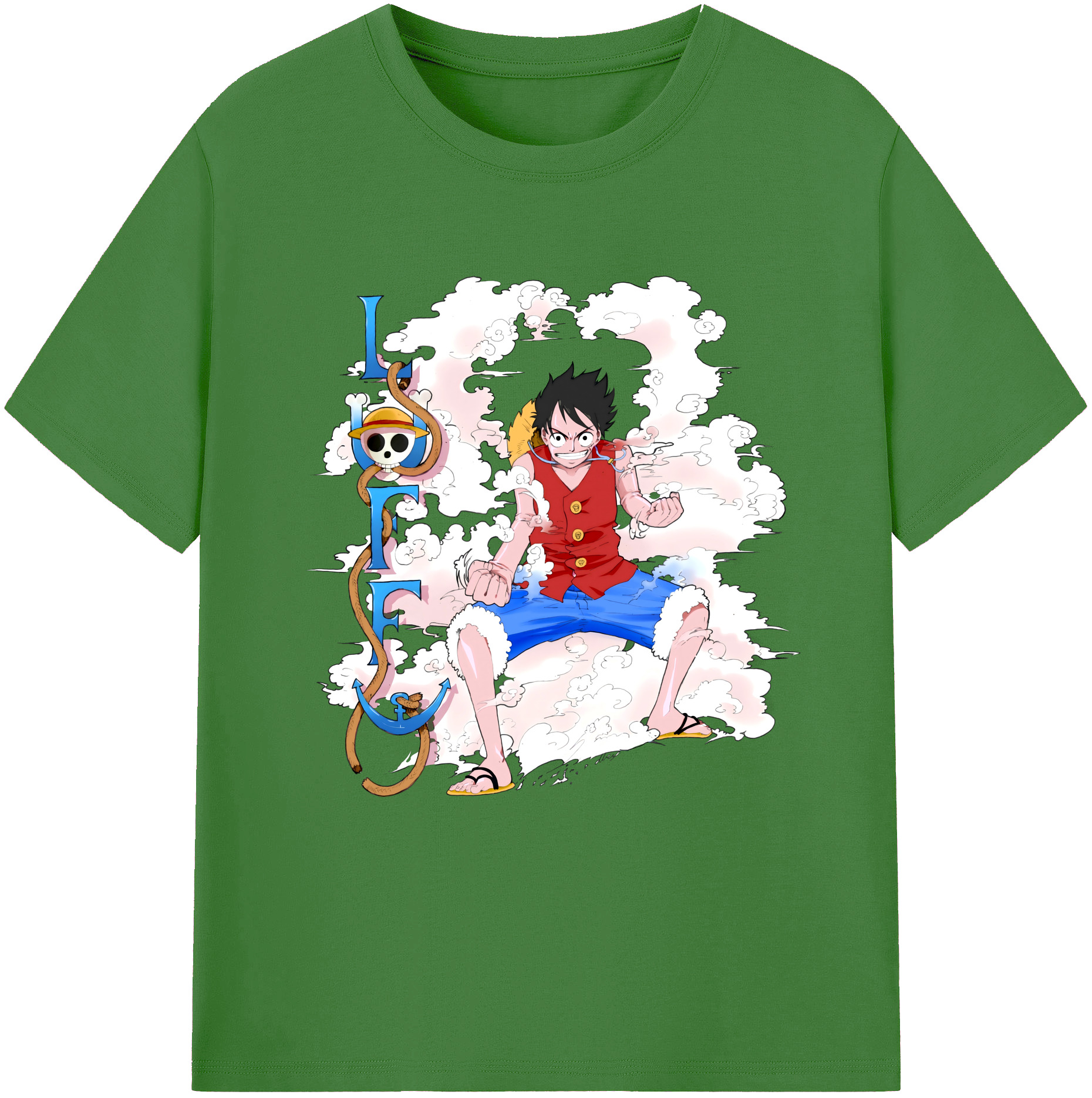 ワンピース モンキー・D・ルフィ ONE PIECE Monkey D. Luffy レディースカジュアルプリントTシャツ（綿100％）